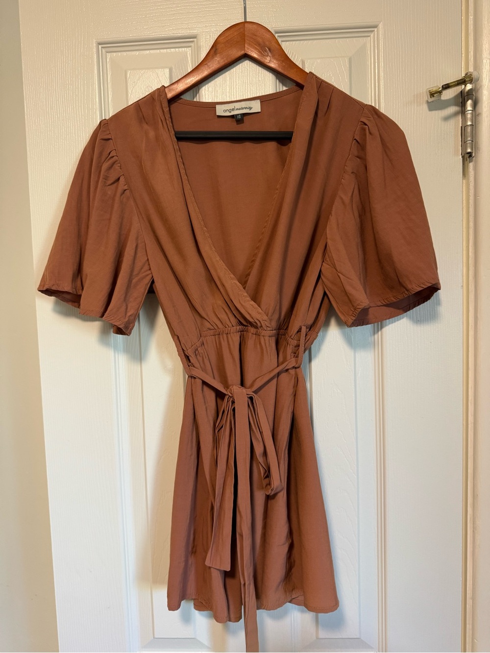 Angel Maternity Rust Top with Tie Waist
